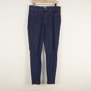 J crew 9" High Rise Toothpick Skinny Dark Indigo Blue Jeans Womens Sz 32 Tall